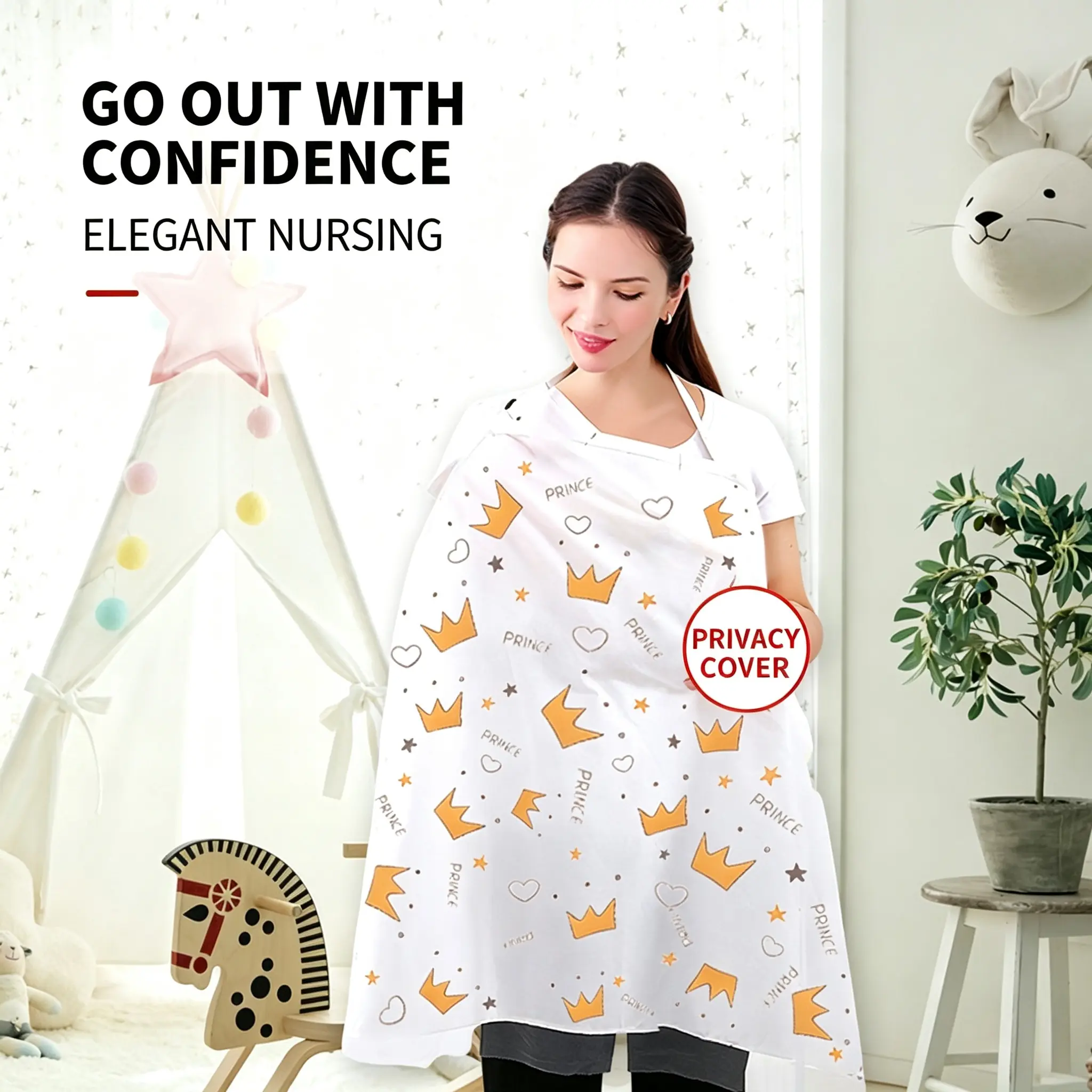 Muslim breastfeeding cover, breathable privacy breastfeeding cover, curved neckline cotton multi-purpose apron, sunshade for mothers and ladies