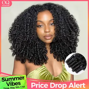 OQ HAIR Burmese Curly Half Wig Full 280% Density 3 In 1 Wear Go Glueless Half Wig Human Hair V Part Wig with Drawstring Spiral End Beginners Friendly #SummerVibes
