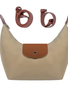 Cream Color Nylon Crossbody Bag, French Vintage Style, Lightweight Large Capacity Commuter Bag, Essential Daily Workbag