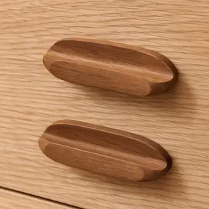 HomeRoots 476586 Brown Wood Oval Drawer Pull Knobs - Set of 2