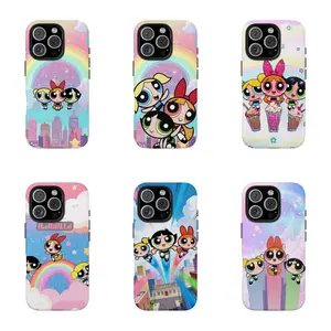 KawaiPowerpufis Anime Girls Film Shell Painting Cute Phone Cases ForiPhone 17 Promax Pro Air 16 Plus  hockproof Protective Cover Best Gifts of Christmas Halloween Birthday Valentine