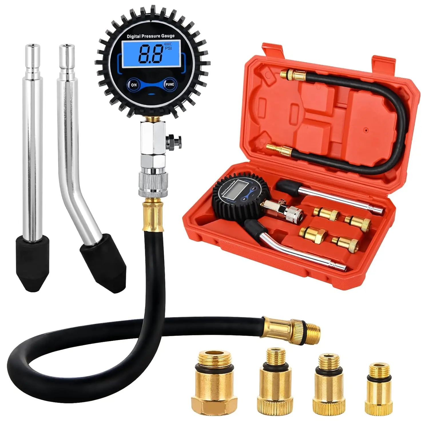Nilight Digital Cylinder Compression Tester Kit, 0-250PSI Automotive Diagnostic Tool for Gasoline Engines, with Adapter & Hose for Cars, Fixed Trucks, Motor Vehicles, Vehicle