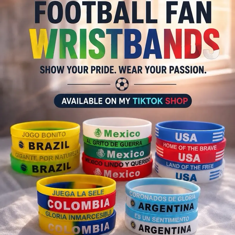 America Soccer Football Fan Silicone Wristband Set - USA - Mexico - Colombia - Argentina - Brazil - Brasil- Estados Unidos - Orgullo Latino / Hispano - Latin / Hispanic Pride