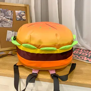 Ins New Cartoon Cheese Cute Versatile Backpack, Hamburger Large Capacity Multi-Layer Shoulder Bag Commuter