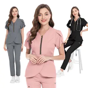 All in beauty Top Scrubs for Women, Aestheticians Uniform for Spa. Short Sleeves and Bleach Proof Stylist Jacket.