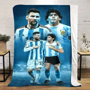 Lionel Messi Diego Maradona Printed Cute Cartoon Plush Blanket Suitable for All Seasons, Soft and Comfortable Sofa Mattress Office Outdoor Blanket Camping Travel Home Blanket Black Friday Christmas Gift B560