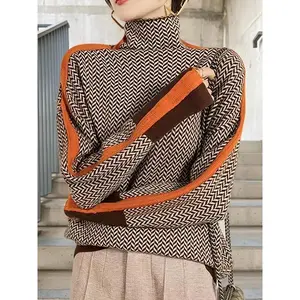 Elegant Women’s Sweater – Stylish black, brown, beige, and orange sweaters suitable for autumn and winter, office, parties, and everyday wear – opaque sweater pullover, cute sweater, autumn and winter apparel, medium-stretch fabric GARMENTARY