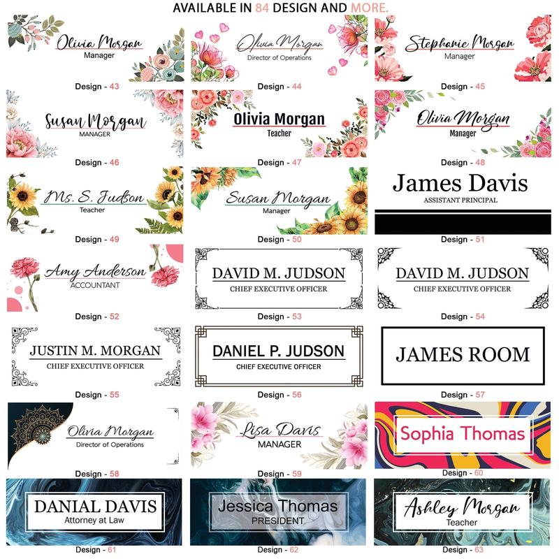 Acrylic desk Name Plate with nature ornament for office decor, gift for coworker, friend, personal sign