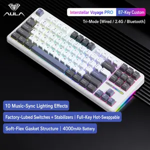Aula F87pro Mechanical Keyboard, 87 Keys, RGB Lighting, Large Capacity Battery, Hot-Swappable Switches, Compatible with Windows/MAC/iOS