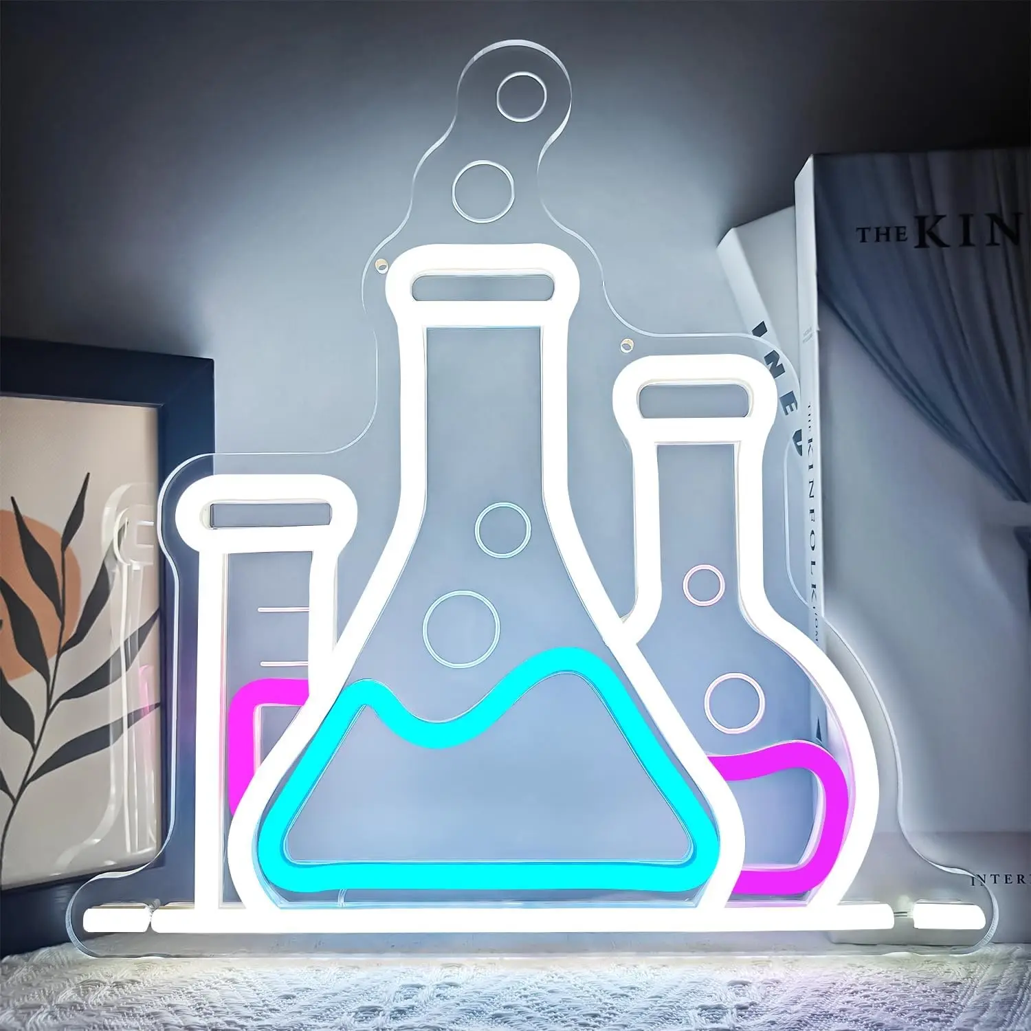 Science Neon Sign Dimmable Classroom Neon Light for Wall Decor Chemistry Light Up Sign for Laboratory Chemical Flask LED Light Sign Wall Decor Back to School Gifts for Teacher Students Led Neon Signs
