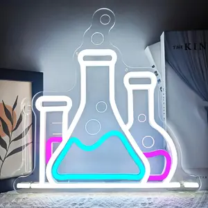 Science Neon Sign Dimmable Classroom Neon Light for Wall Decor Chemistry Light Up Sign for Laboratory Chemical Flask LED Light Sign Wall Decor Back to School Gifts for Teacher Students