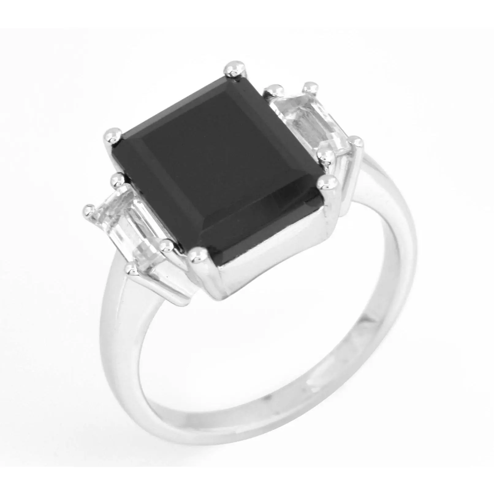 Affinity Gems Rock Crystal & Black Spinel Ring, Sterling Affinity Gems Rock Crystal & Black Spinel Ring, Sterling