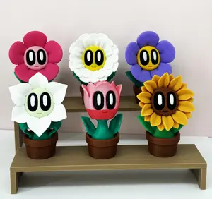 Flowers 3D printed figures - collectible, decoration Blob Flower Desk Buddy | Cute 3D Printed Plant Pet | Unique Office Decor | Gift for Plant Lovers