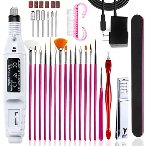 Drill Professional Sets Metal Tip Nail Drill Machine Electric Manicure Milling Cutter Kit For Gel Polish Professional Manicure Tool Nail Color Red Nail Polisher Machine Electric Nail Drill Professional Acrylic Nail Kit Interface Head Set/Replaceable