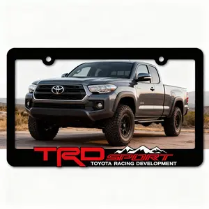 2-Piece Black ABS TRD-Style License Plate Frame Set – Aggressive SPORT Racing Design for Toyota Tacoma, Tundra, 4Runner, RAV4 & Highlander – No Drilling Required, OEM+ Finish, Durable & Weatherproof