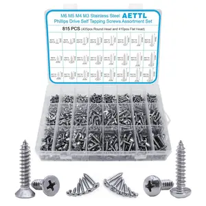 M6 M5 M4 M3  Screws Assortment Kit,815pcs Metric Stainless Steel Assorted Self Tapping Screws Set Truss Flat Pan  Phillips Drive Drilling for Deck Drywall Concrete Sheet Metal
