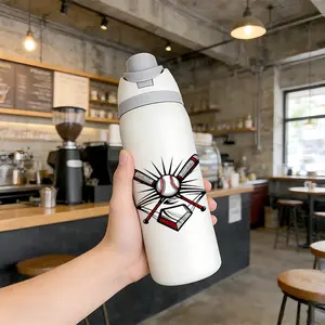 32oz Dual-Sided Sports Water Bottle, Simple Baseball Pattern, Stainless Steel Large Capacity Insulated Cup, Perfect Gift for Women, Leakproof Insulated Tumbler