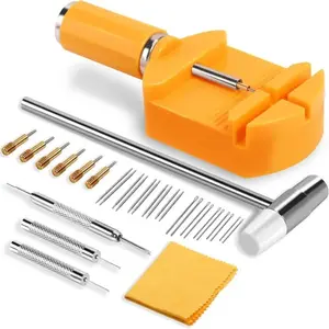 32 Pcs Watch Link Removal Kit Professional Watch Band Adjustment Tool Set With Spring Bars Cotter Pins And Hammer For Watch Repair And Resizing