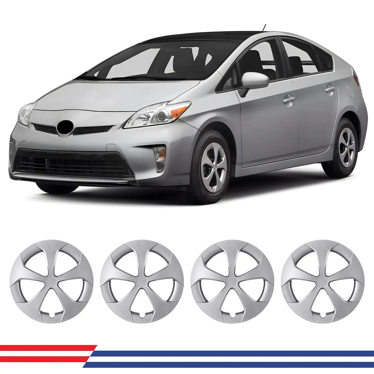 WOLFSTORM 15 in Wheel Disc Cover, Custom-Fit ABS & PC Auto Replacement Part, Durable ABS & PC Material for 2010-2015 TOYOTA PRIUS to Enhance Your Wheels, Set Of 4