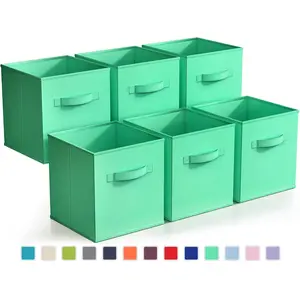 Sorbus 11" Cube Storage Bins 6 Pack - Green, Household Organiser, Collapsible Design, Ideal for Laundry and Storage