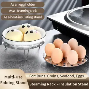 Stainless Steel Foldable Steamer Rack for Home Use - Egg Steaming Stand, Kitchen Steam Basket, Pressure Cooker Steaming Grid, Durable & Versatile Cooking Solution