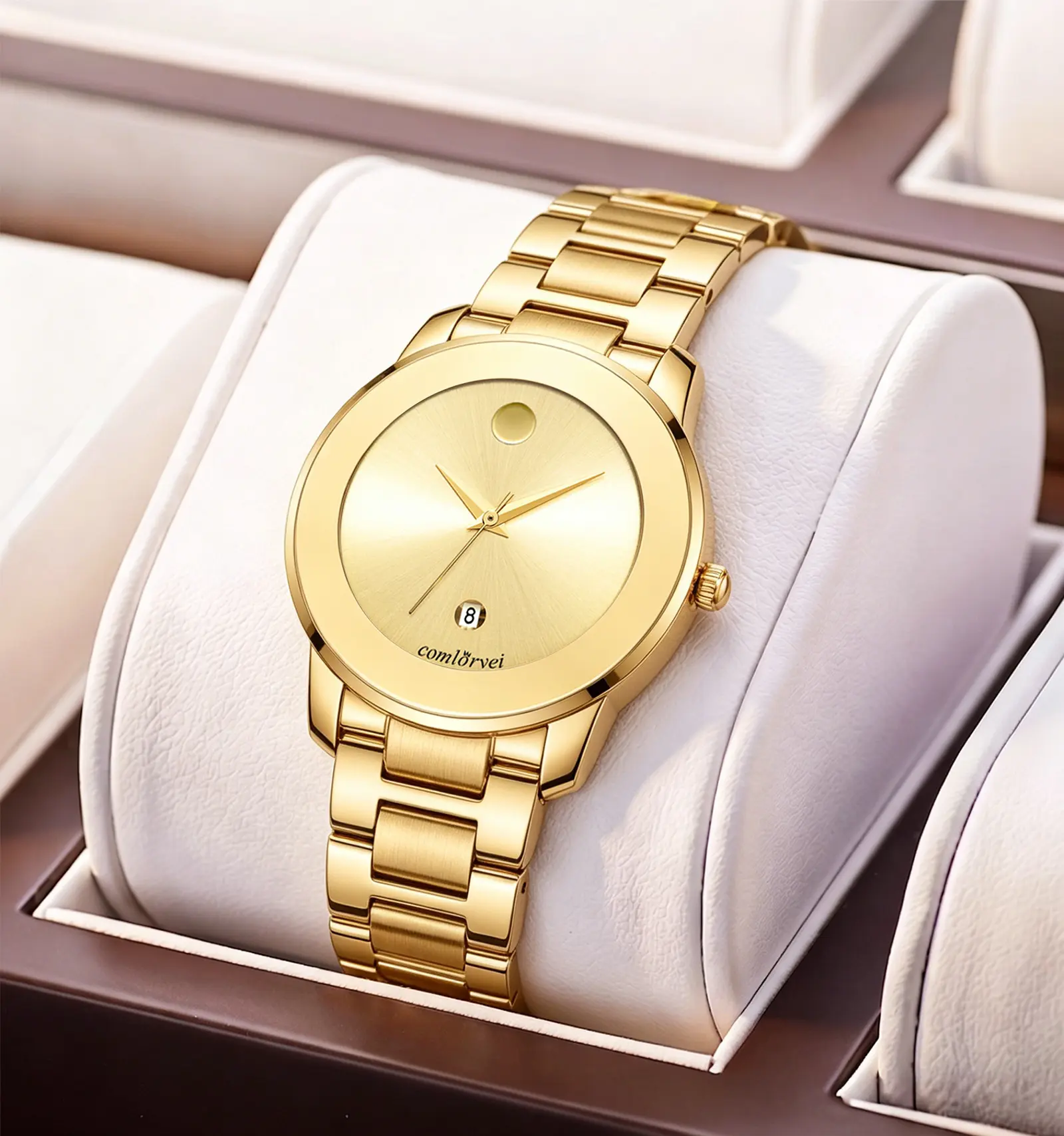 Elegant Minimalist Quartz Watch for Men and Women, Luxury Stainless Steel Alloy Strap with Clasp and Calendar, Waterproof for Business and Daily Wear, Androgynous Quartz Watches, Boujee Luxury Quartz Watches