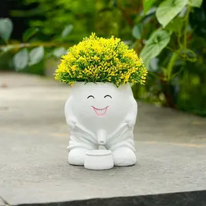 Smily  Planter Pots, Cute  Flower  Succulent Planters for Indoor Outdoor  with Drainage Hole, Novelty Cute Cactus  Pots Funny Office Desk  Pots