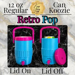 3D Printed Soda Can Holder with Lid, Straw Hole & Handle | Portable 12 oz Can Cooler Koozie