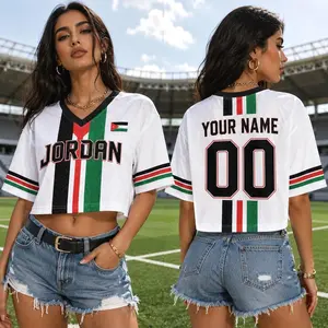 Jordan Custom Soccer Crop Top Jersey, Personalized Name Number Football Shirt, Women Match Day Fan Tee, Jordan Outfit Gift