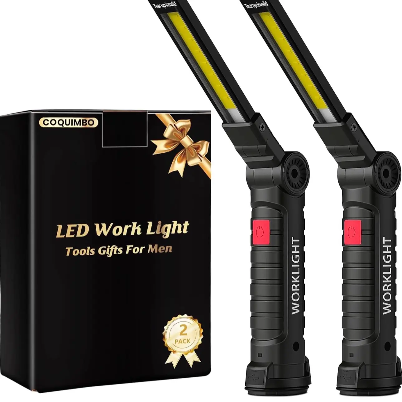 Rechargeable Flashlight Grill Light Gifts for Men Dad Magnetic Worklight for Mechanic Light LED Outdoor Tool (2 Pack)