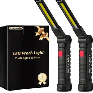 Rechargeable Flashlight Grill Light Gifts for Men Dad Magnetic Worklight for Mechanic Light LED Outdoor Tool (2 Pack)