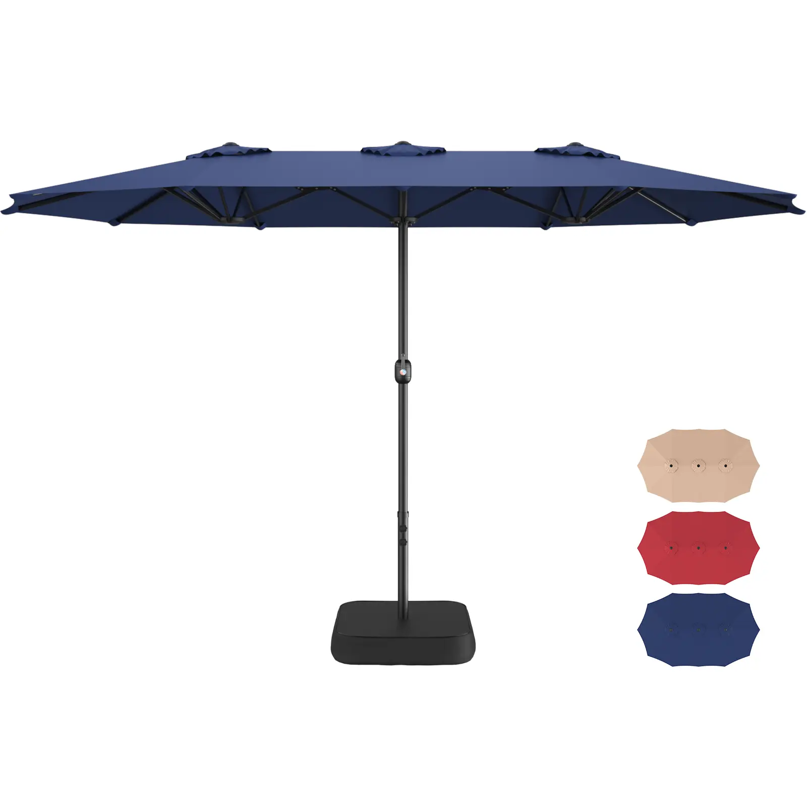 15ft Patio Umbrella with Base Included, Double Sided Umbrella with Crank Handle, Extra Large Shade Area,Outdoor Umbrella for Patio , Poolside, Backyard, Blue