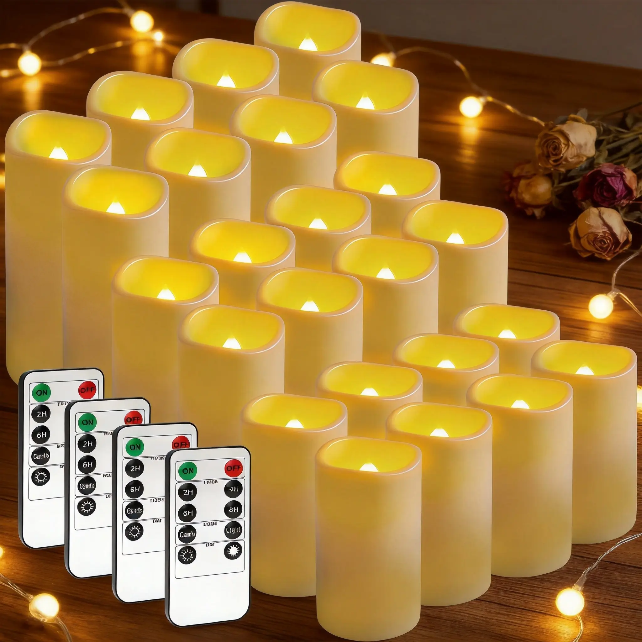 24-Piece Indoor & Outdoor Flameless LED Candle Set Pack, LED Lights with 4 Remote Controls