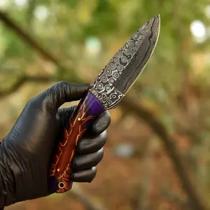 Custom Handmade Damascus Steel Blade Kitchen Knife Chef Knife Outdoor Hunting Knife
