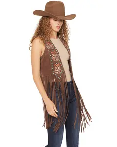 Shyanne Women's Simpson Embellished Fringe Faux Suede Vest - Swho25v3-Bn Shyanne Women's Simpson Embellished Fringe Faux Suede Vest - Swho25v3-Bn