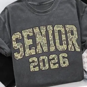 Camo Senior 2026 TShirt - Sweatshirt - Hoodie, Camouflage Senior Shirt, Graduation Senior Shirt, Pround Mom Tee, Class Of 2026 Tee, Cozy Gift For Mom