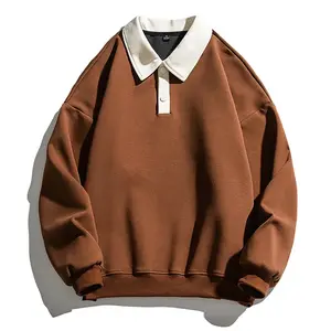 Men's Vintage Sweatshirts Men's Casual Solid Long Sleeve Lapel Neck Fashion Sweatshirt Large Size Loose Fashion Sweatshirt