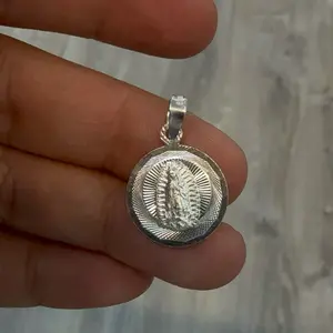 925 Silver Pendant With Virgen Circle Shape