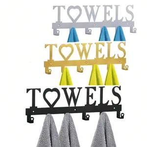1pc Bathroom Towel Rack Metal Hook, Simple Gold & Black Towel Bar Hook, For Bedroom Kitchen Pool Beach Towel Bathrobe Wall Hanging On Door Cabinet Decoration