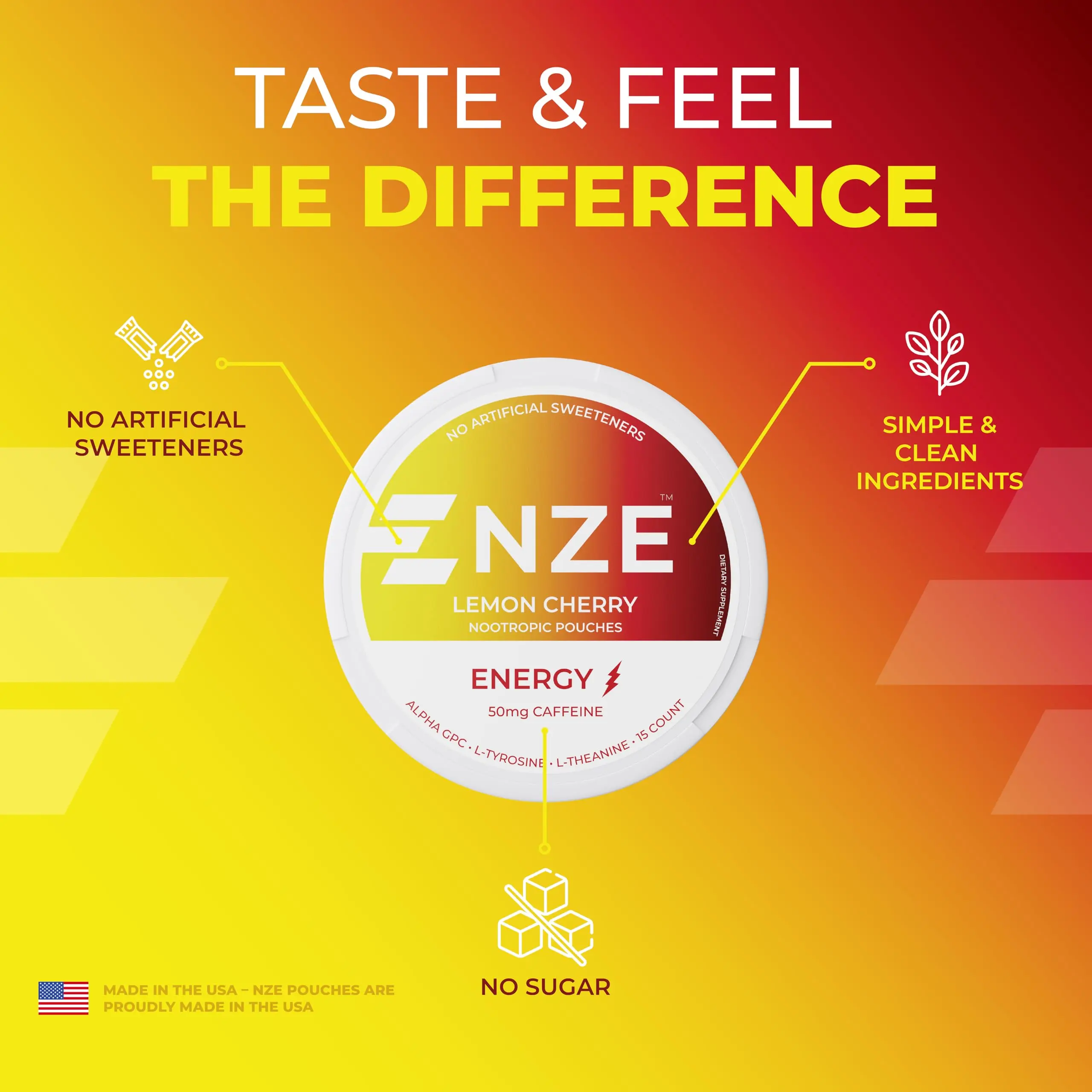 NZE Caffeine Nootropic Pouches (Lemon Cherry) - Energy Pouches