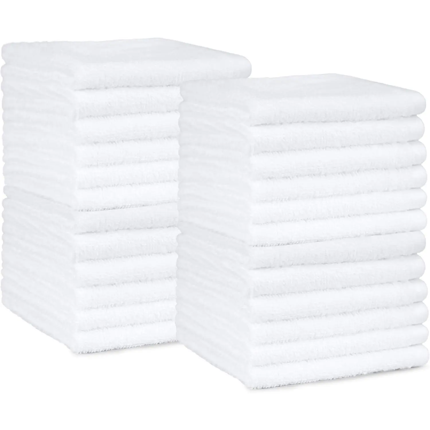 Unisex White Cotton Bathroom Washcloths Towels, 24-Pack, 12x12 in, Fast-Drying, Water-Absorbent, Soft, Machine Washable