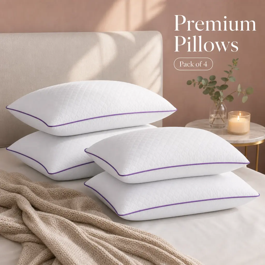 JOLLYVOGUE  1/2/4 Queen Size Pillows for Sleeping, Soft Supportive Bed Pillows with Super Soft Down Alternative Fill, Luxury Fluffy Hotel Quality for Side, Back, and Stomach Sleepers