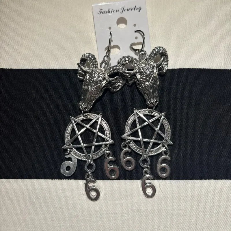 Baphomet 666 Pentagram Earrings - Fashion Jewelry with Unique Design and Durable Construction