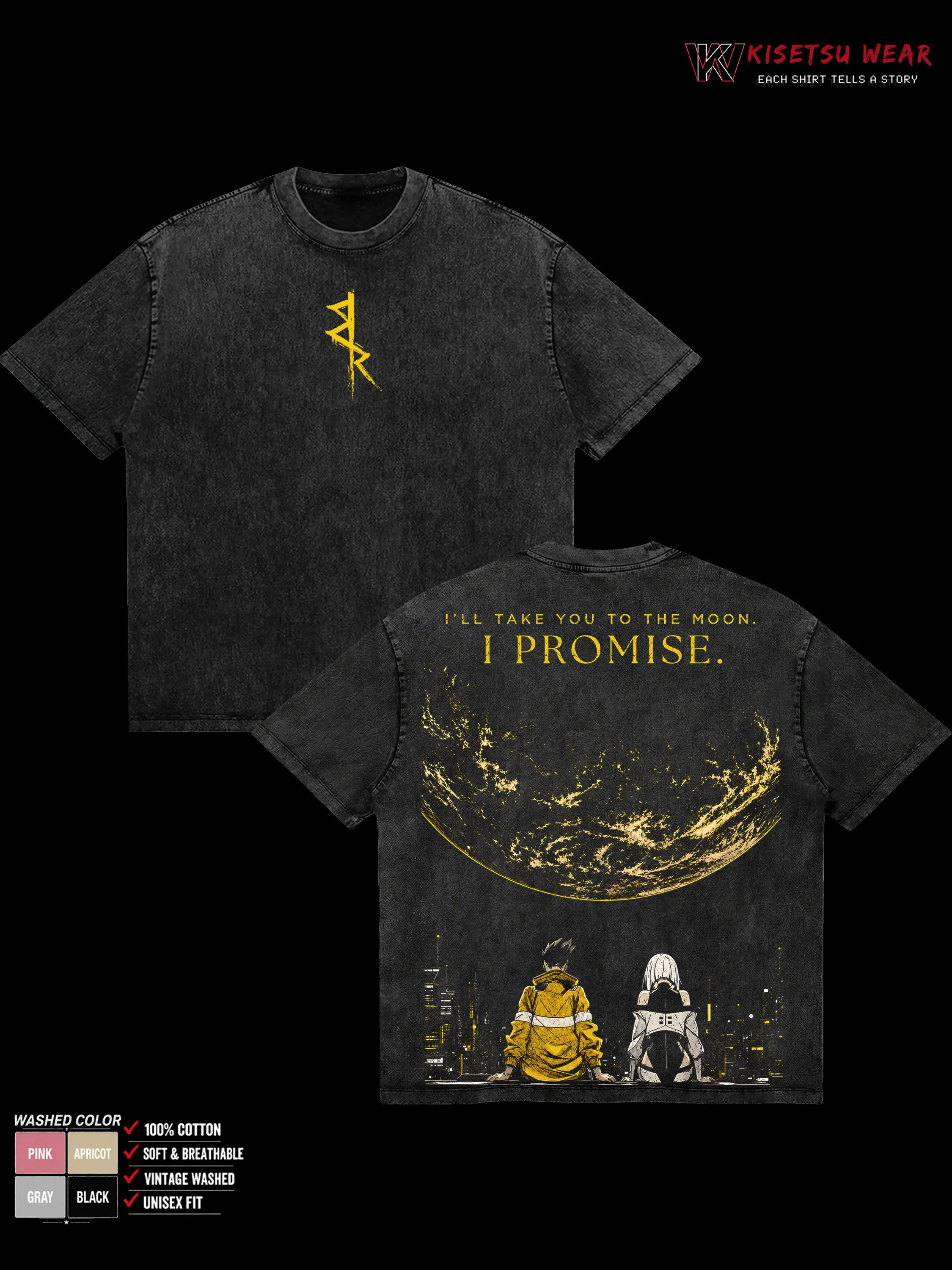 Cyberpunk Edgerunners David Martinez Lucy Vintage Washed T-Shirt, Cyberpunk 2077 Anime Graphic Tee, I'll Take You To The Moon Heavy Cotton Oversized Unisex Shirt