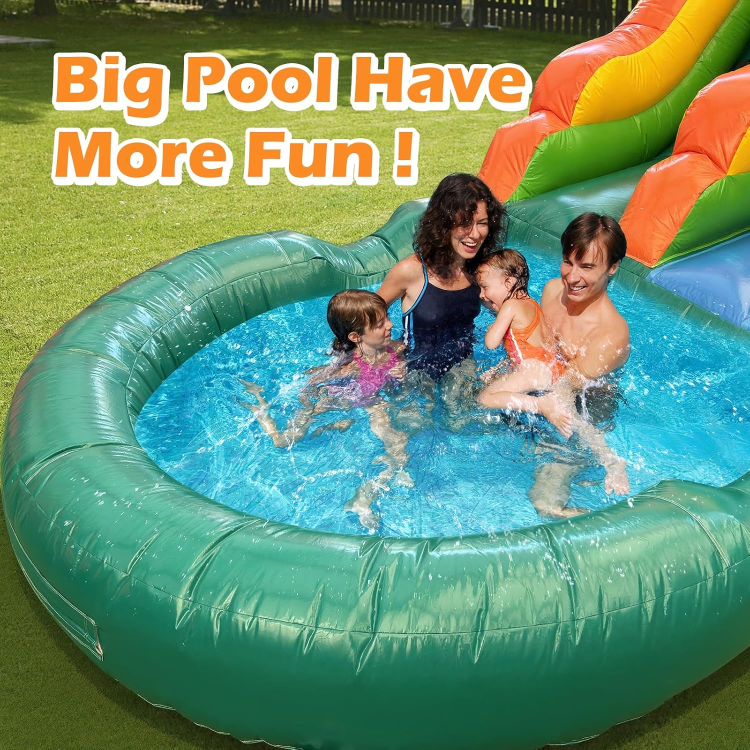 Water Slide Commercial, 21FT Big Water Slide for Kids and Adults with Powerful 950W Blower & Water Tube,100% Commercial Grade PVC Inflatable Adult Water Slides with Splash Pool (Green, 21x12x9FT)