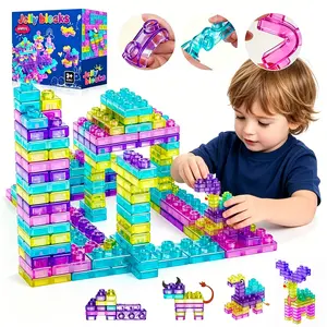 Soft Gel Jellies Building Blocks, Colorful Stacking Set, Stem Creative Sensory Toy, Stretchable, Water Absorbent Bath Toy, Early Learning Blocks