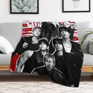 ARIRANG K-Pop Throw Blanket, Korean Idol Portrait Fleece Blanket, Retro Cassette Tape Fan Blanket, Ultra Soft Flannel Blanket for Sofa Bed Bedroom, Perfect Gift for Music Lovers and Fans
