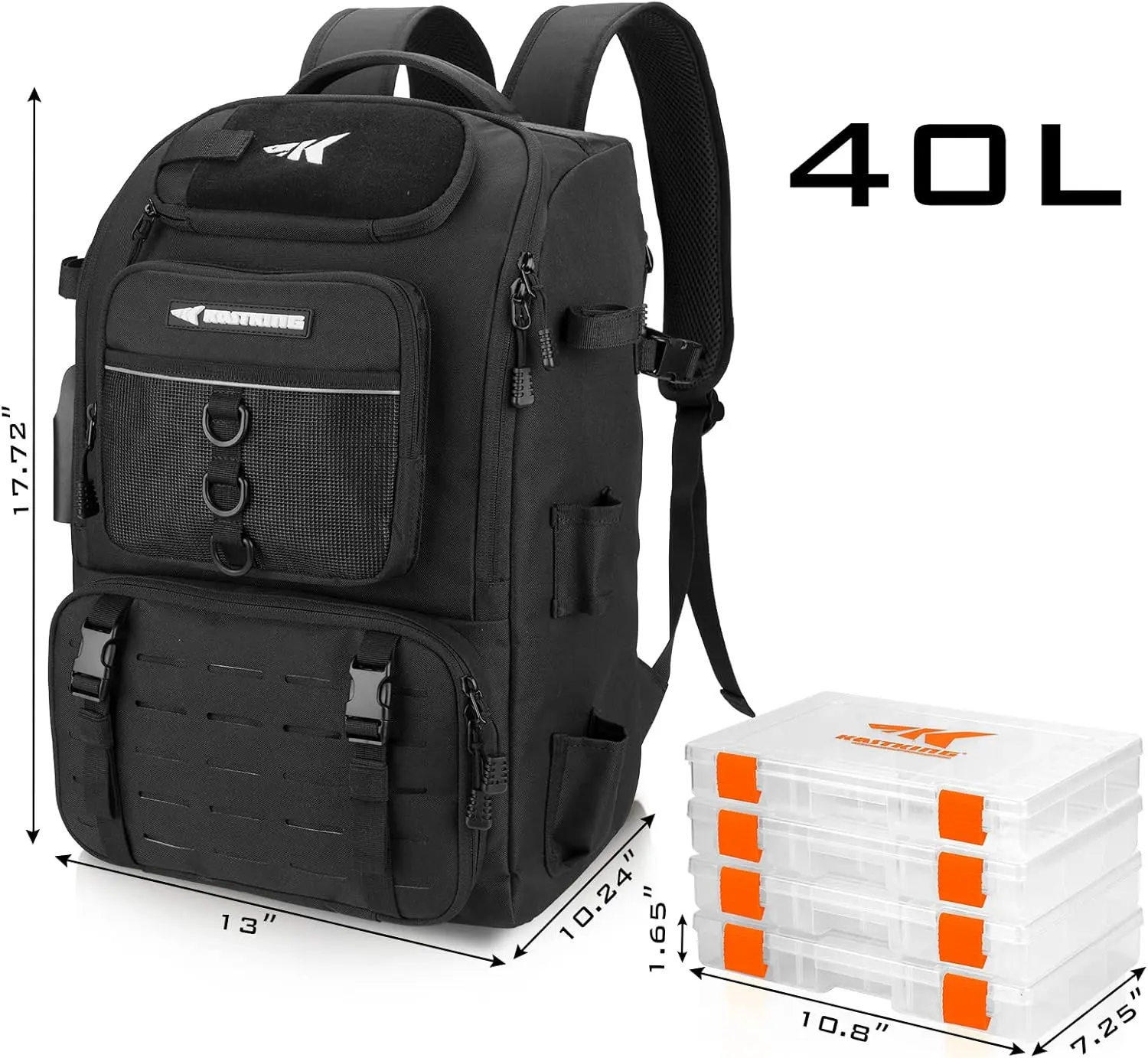 KastKing Karryall Fishing Tackle Backpack with Rod Holders 4 Tackle Boxes,40L Fishing Bag Storage Fishing KastKing Karryall Fishing Tackle Backpack with Rod Holders 4 Tackle Boxes,40L Fishing Bag Storage Fishing