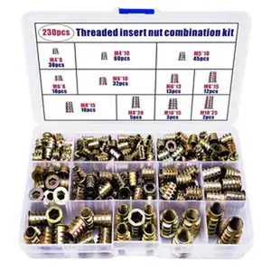 230-Piece Wood Thread Insert Tool Set for Furniture Assembly, Zinc Alloy Hex Socket Drivers and Hardware Connectors, Ideal Furniture Accessories