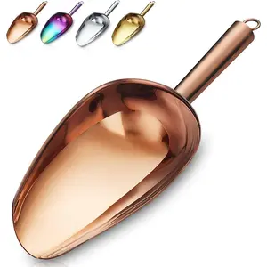 Copper Ice Scoop, Fashion Ice Cream Scoop,  Stainless Steel Cookie Scoop,   Scoop, Sturdy Flour Scoop, Utility Candy Scoop, Dishwasher Safe (8oz/9 Inch)
